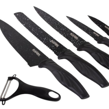 ALKANA Küchenmesser Messer Set 6 tlg Marmorbeschichtung Schwarz NEU - 1-Photoroom.jpg